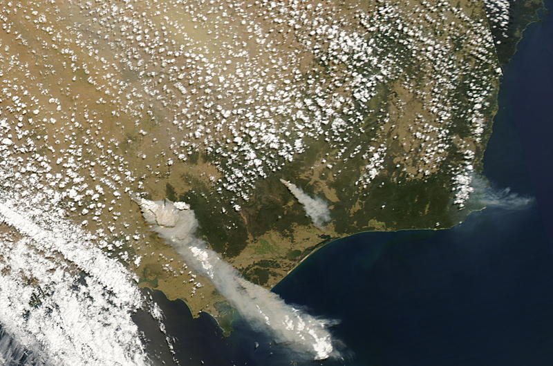 Снимок восточной части штата Виктория со спутника MODIS Aqua